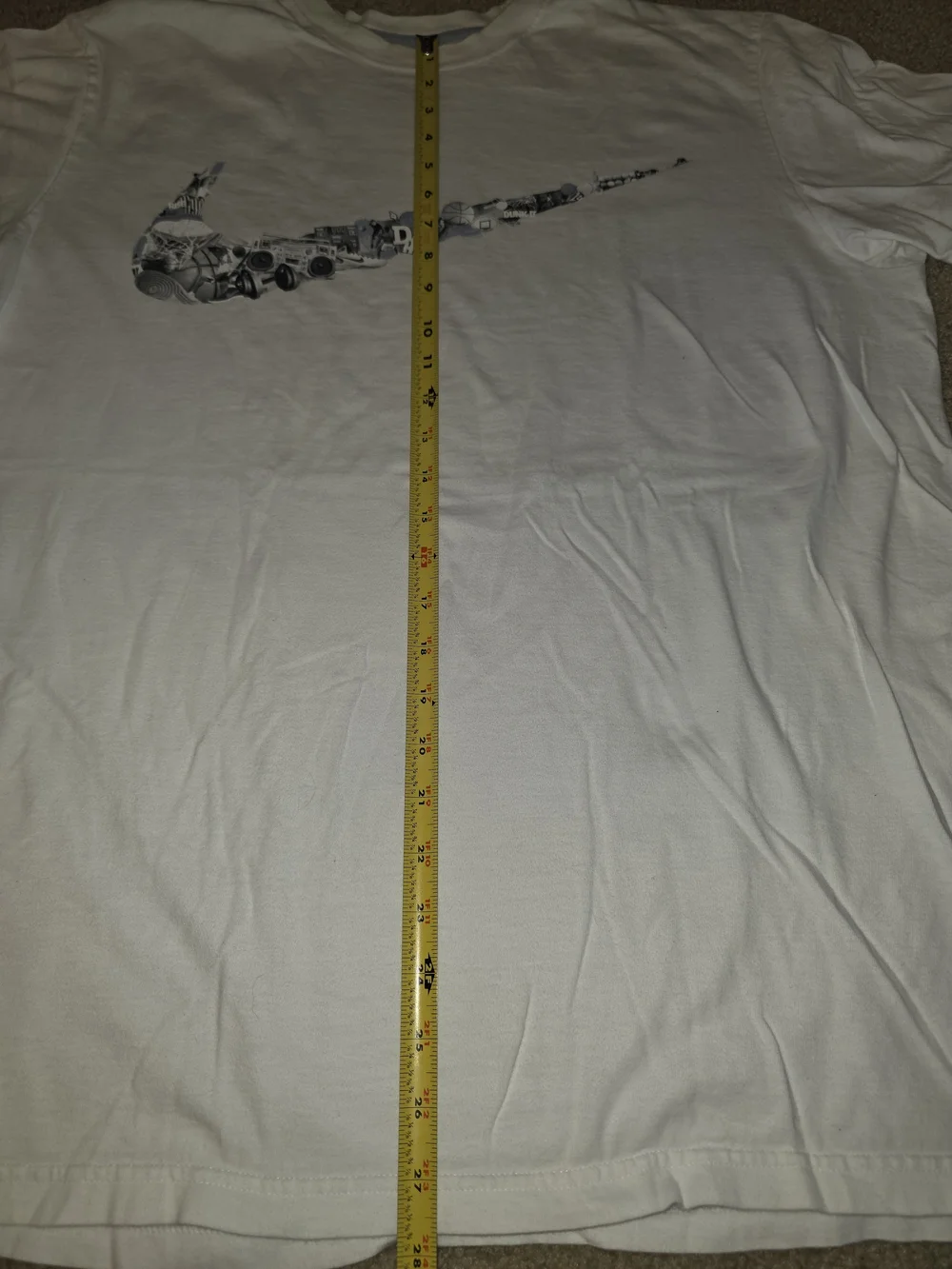 Nike Swoosh Dunk Mens Shirt XL White Short Sleeve Y2K Basketball Stereo Hip Hop